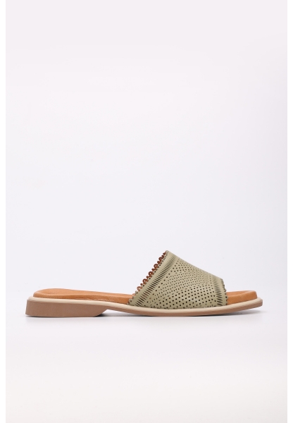 Laviovil İçi Dışı Hakiki Deri Avokado Kadın Terlik AH089722611309