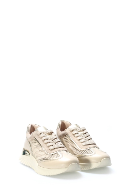 Laviovil İçi Dışı Hakiki Deri Bej Altın Kadın Casual Ayakkabı AH0875726125181