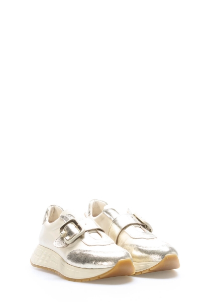 Laviovil İçi Dışı Hakiki Deri Bej Altın Kadın Spor Ayakkabı AH080102618902