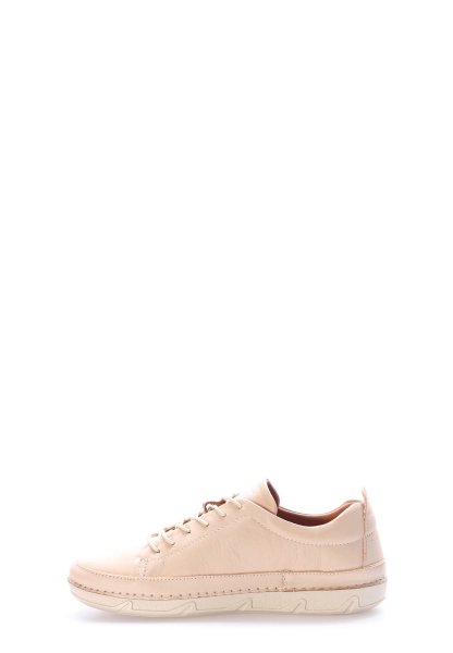 Laviovil İçi Dışı Hakiki Deri Bej Bağcıklı Kadın Casual Ayakkabı AH0816026111055