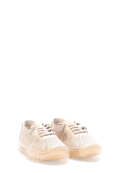 Laviovil İçi Dışı Hakiki Deri Bej Bağcıklı Kadın Casual Ayakkabı AH0841926226