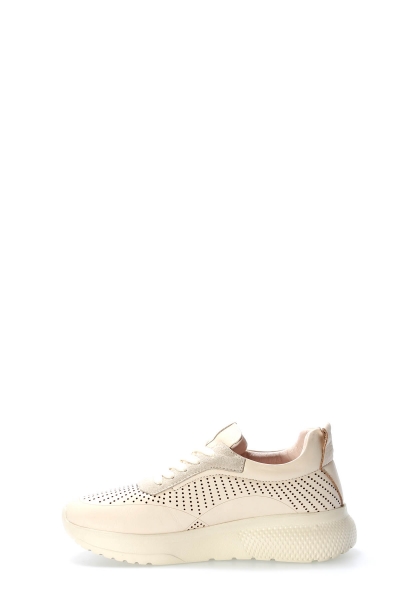 Laviovil İçi Dışı Hakiki Deri Bej Bağcıklı Kadın Casual Ayakkabı AH089822611115