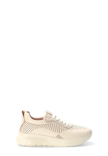 Laviovil İçi Dışı Hakiki Deri Bej Bağcıklı Kadın Casual Ayakkabı AH089822611115