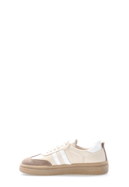 Laviovil İçi Dışı Hakiki Deri Bej Beyaz Poli Taban Kadın Casual Ayakkabı AH08217261877