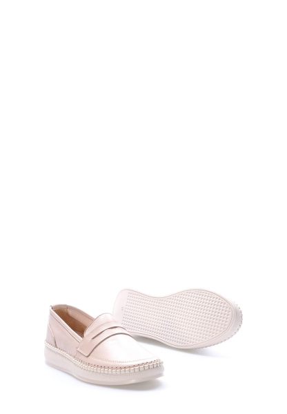 Laviovil İçi Dışı Hakiki Deri Bej Rahat Kadın Casual Ayakkabı AH081642612124