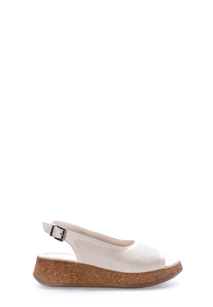 Laviovil İçi Dışı Hakiki Deri Bej Rahat  Kadın Sandalet AH08227261153296