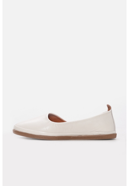 Laviovil İçi Dışı Hakiki Deri Bej Şık Kadın Babet Ayakkabı AH082402612205