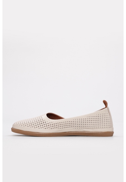 Laviovil İçi Dışı Hakiki Deri Bej Tarz Kadın Babet Ayakkabı AH084192612208