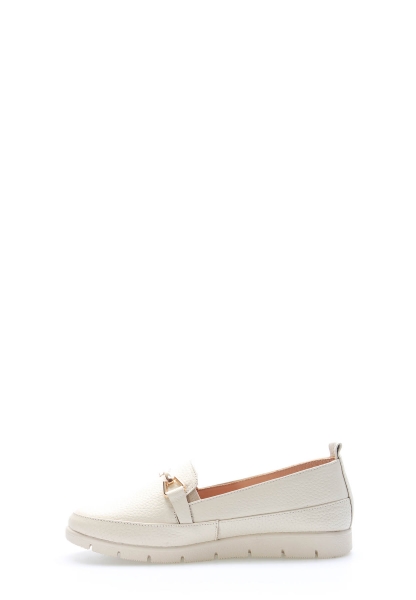 Laviovil İçi Dışı Hakiki Deri Bej Tokalı Kadın Casual Ayakkabı AH0813526122849