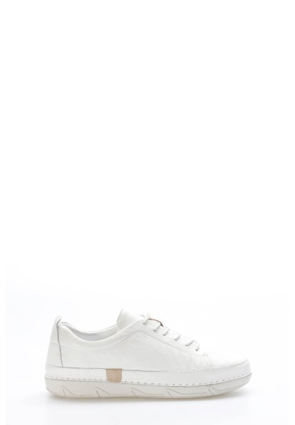 Laviovil İçi Dışı Hakiki Deri Beyaz Bağcıklı Kadın Casual Ayakkabı AH0816026111055