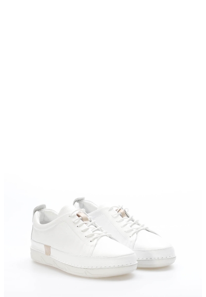 Laviovil İçi Dışı Hakiki Deri Beyaz Bağcıklı Kadın Casual Ayakkabı AH0816026111055