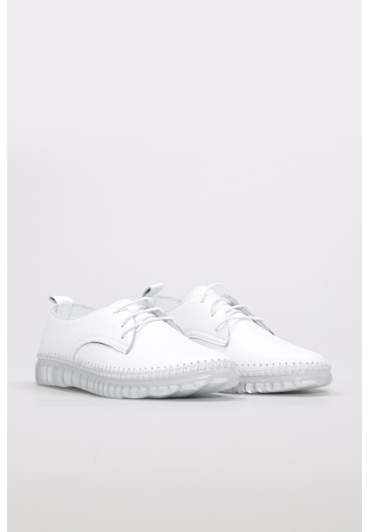 Laviovil İçi Dışı Hakiki Deri Beyaz Bağcıklı Kadın Casual Günlük Ayakkabı AH086092615171