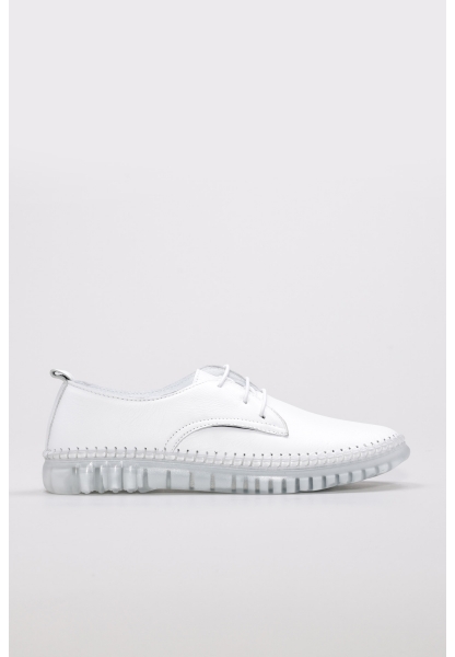 Laviovil İçi Dışı Hakiki Deri Beyaz Bağcıklı Kadın Casual Günlük Ayakkabı AH086092615171