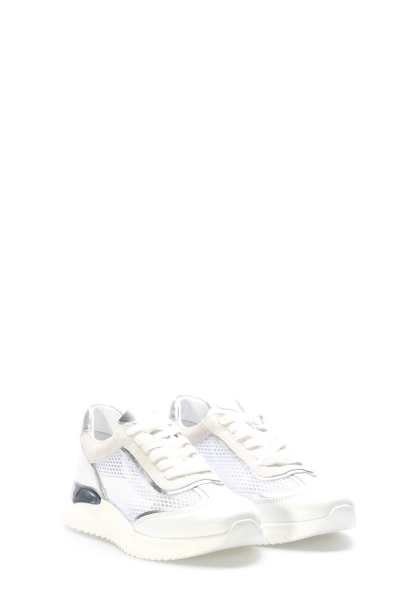 Laviovil İçi Dışı Hakiki Deri Beyaz Gümüş Kadın Casual Ayakkabı AH0875726125181