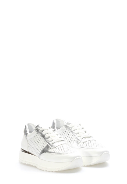 Laviovil İçi Dışı Hakiki Deri Beyaz Gümüş Kadın Casual Ayakkabı AH0875726125187