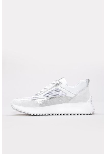 Laviovil İçi Dışı Hakiki Deri Beyaz Gümüş Kadın Spor Ayakkabı AH081362619136