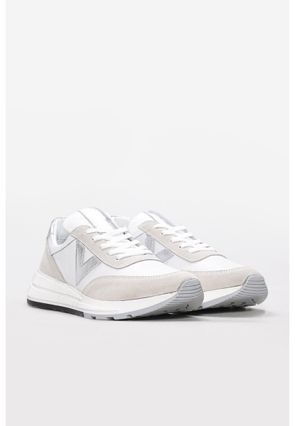 Laviovil İçi Dışı Hakiki Deri Beyaz Gümüş Kadın Spor Ayakkabı AH08169261258