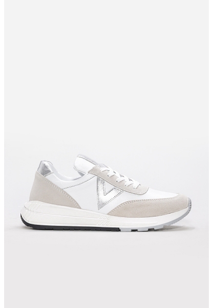 Laviovil İçi Dışı Hakiki Deri Beyaz Gümüş Kadın Spor Ayakkabı AH08169261258