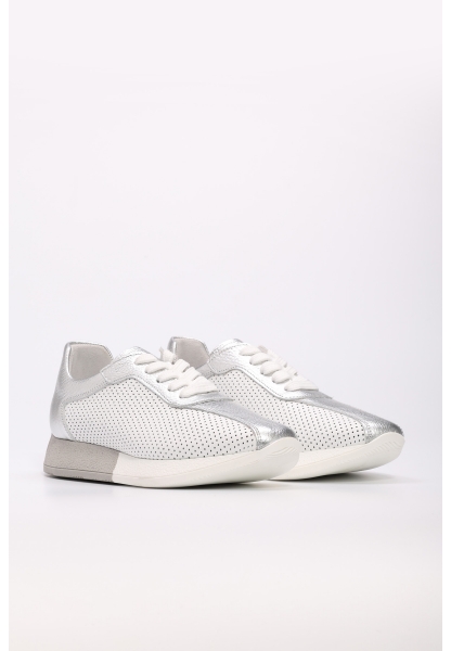 Laviovil İçi Dışı Hakiki Deri Beyaz Gümüş Kadın Spor Ayakkabı AH083562611668