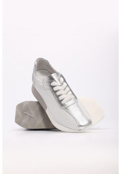 Laviovil İçi Dışı Hakiki Deri Beyaz Gümüş Kadın Spor Ayakkabı AH083562611668