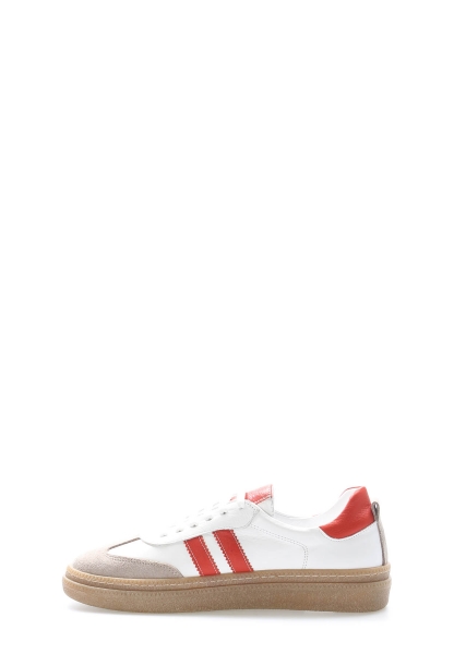 Laviovil İçi Dışı Hakiki Deri Beyaz Kırmızı Poli Taban Kadın Casual Ayakkabı AH08217261877