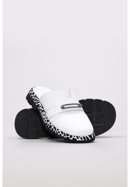 Laviovil İçi Dışı Hakiki Deri Beyaz Rahat Kadın Düz Terlik AH0871026191026