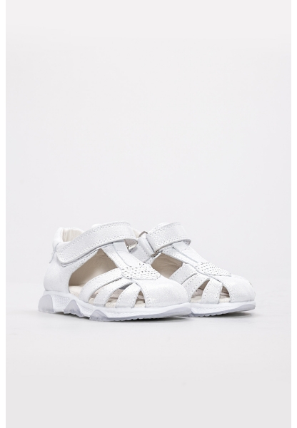 Laviovil İçi Dışı Hakiki Deri Beyaz Saten Unisex Çocuk Sandalet AH080062111106