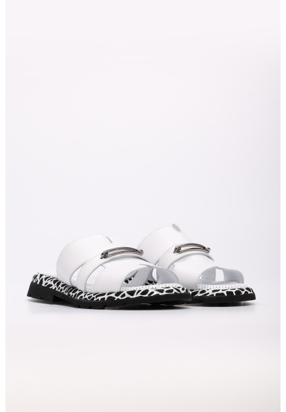 Laviovil İçi Dışı Hakiki Deri Beyaz Şık Kadın Düz Terlik AH087102611097