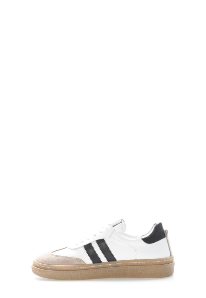 Laviovil İçi Dışı Hakiki Deri Beyaz Siyah Poli Taban Kadın Casual Ayakkabı AH08217261877