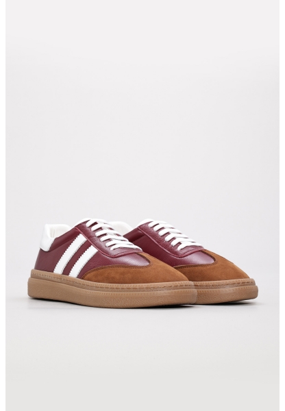 Laviovil İçi Dışı Hakiki Deri Bordo Beyaz Kadın Casual Ayakkabı AH08934261233