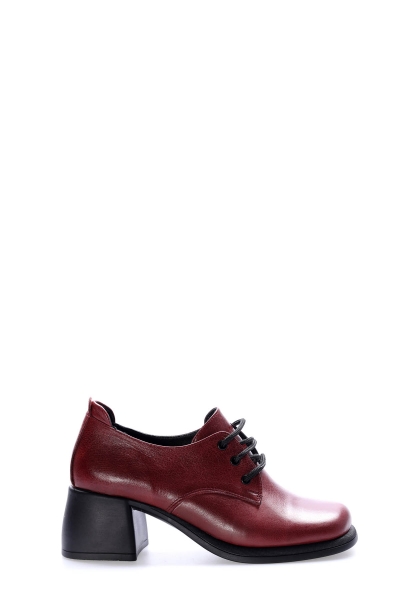 Laviovil İçi Dışı Hakiki Deri Bordo Kadın Kalın Topuklu Ayakkabı AH08217261906