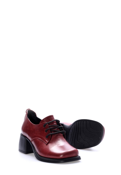 Laviovil İçi Dışı Hakiki Deri Bordo Kadın Kalın Topuklu Ayakkabı AH08217261906