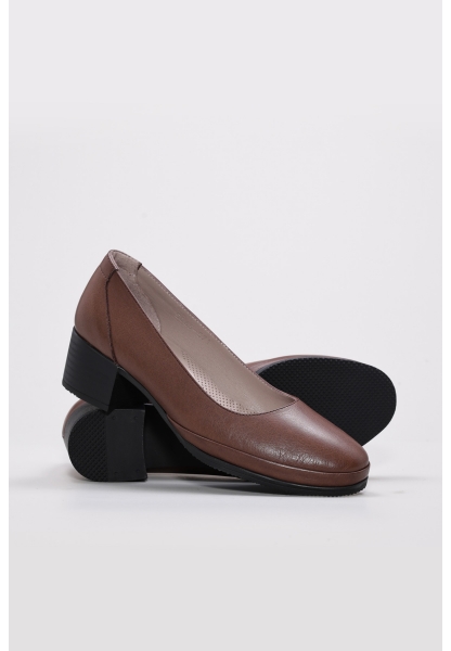 Laviovil İçi Dışı Hakiki Deri Kahve Rahat Kadın Kalın Topuklu Ayakkabı AH088892615170