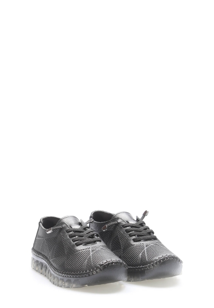 Laviovil İçi Dışı Hakiki Deri Siyah Bağcıklı Kadın Casual Ayakkabı AH0841926226