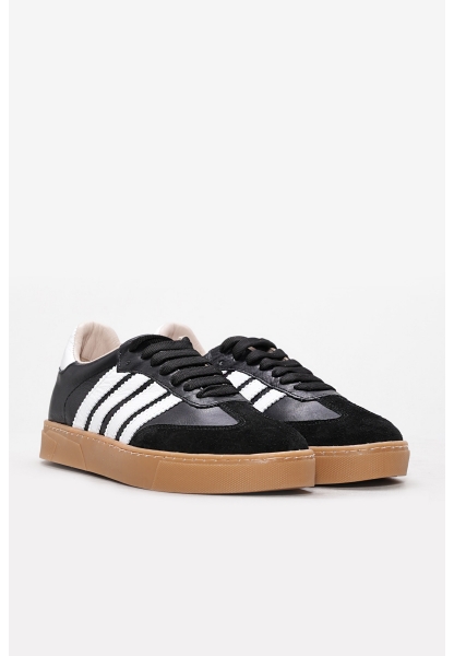 Laviovil İçi Dışı Hakiki Deri Siyah Beyaz Kadın Casual Günlük Ayakkabı AH0824026130306