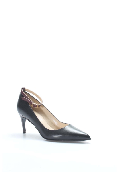 Laviovil İçi Dışı Hakiki Deri Siyah Bordo Kadın İnce Topuklu Ayakkabı AH0801926121603
