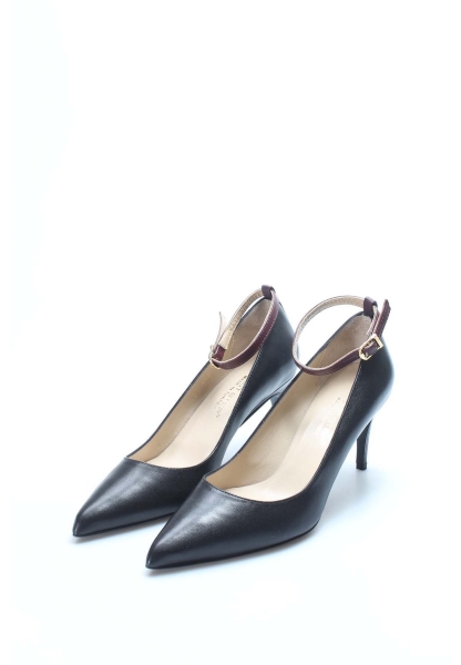 Laviovil İçi Dışı Hakiki Deri Siyah Bordo Kadın İnce Topuklu Ayakkabı AH0801926121603