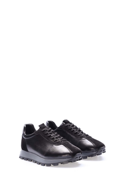 Laviovil İçi Dışı Hakiki Deri Siyah Erkek Spor Sneaker Ayakkabı AH081541319105