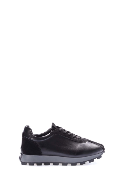 Laviovil İçi Dışı Hakiki Deri Siyah Erkek Spor Sneaker Ayakkabı AH081541319105