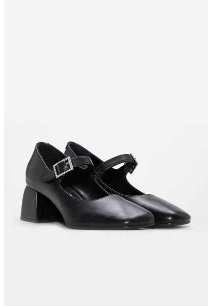 Laviovil İçi Dışı Hakiki Deri Siyah Jurdan Kadın Kalın Topuklu Ayakkabı AH080102618819