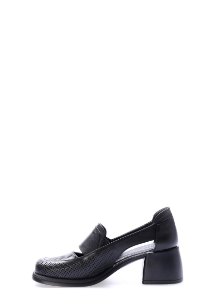 Laviovil İçi Dışı Hakiki Deri Siyah Kadın Kalın Topuklu Ayakkabı AH0821726175907