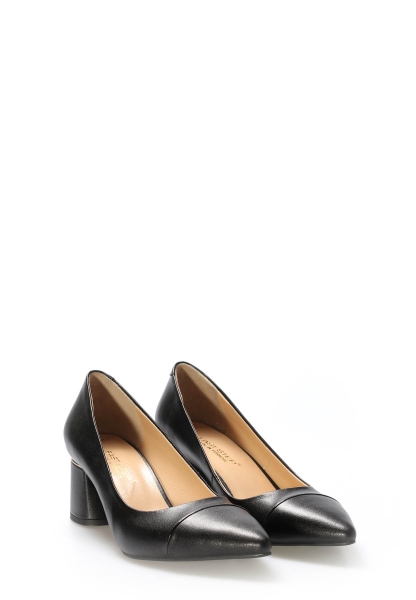 Laviovil İçi Dışı Hakiki Deri Siyah Kadın Topuklu Ayakkabı AH082152612868