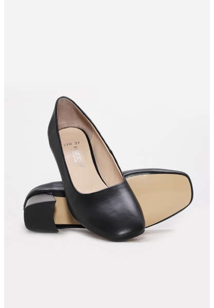 Laviovil İçi Dışı Hakiki Deri Siyah Rahat Kadın Kalın Topuklu Ayakkabı AH08064261475