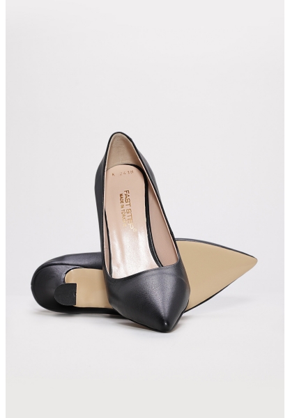 Laviovil İçi Dışı Hakiki Deri Siyah Şık Kadın İnce Topuklu Ayakkabı AH082152612523