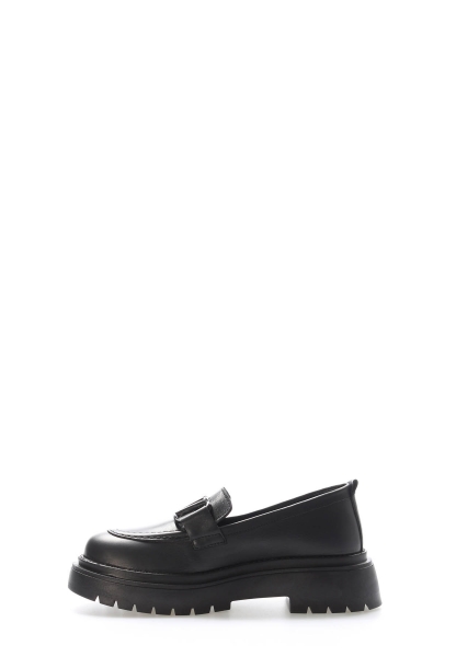 Laviovil İçi Dışı Hakiki Deri Siyah Tokalı Kadın Casual Ayakkabı AH081642612152