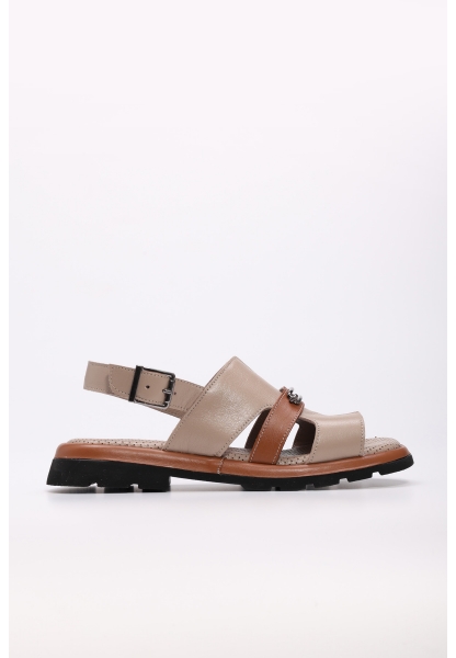 Laviovil İçi Dışı Hakiki Deri Vizon Taba Kadın Klasik Sandalet AH087102611098