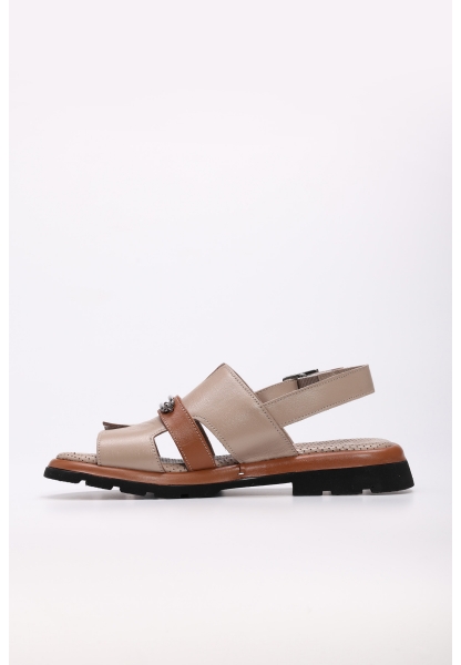 Laviovil İçi Dışı Hakiki Deri Vizon Taba Kadın Klasik Sandalet AH087102611098