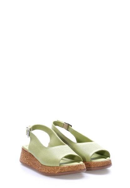 Laviovil İçi Dışı Hakiki Deri Yeşil Rahat  Kadın Sandalet AH08227261153296