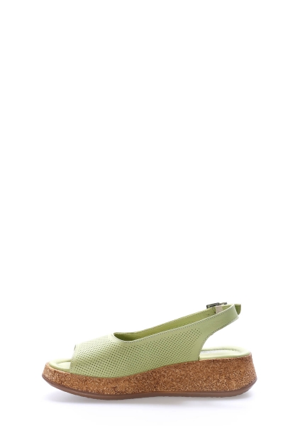 Laviovil İçi Dışı Hakiki Deri Yeşil Rahat  Kadın Sandalet AH08227261153296