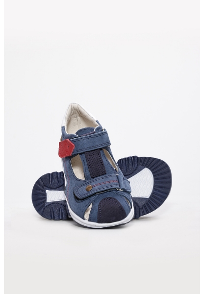 Laviovil İçi Dışı Hakiki Nubuk Deri Lacivert Unisex Çocuk Sandalet AH08006243111107